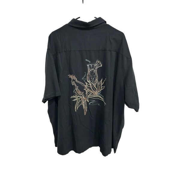 Caribbean Embroidered Cocktail Button Front Shirt Black Sz 3X Pineapple Tropical - Picture 1 of 10